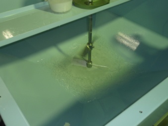 排出ｺｯｸを開いて、ろ布に排出